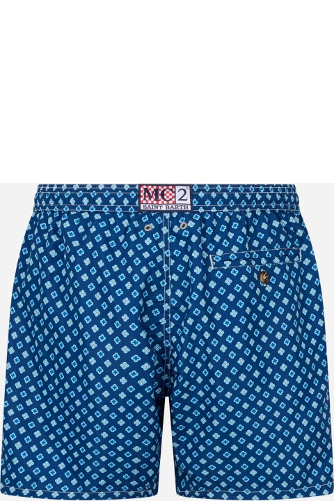 Homeware MC2 Saint Barth Man Lightweight Fabric Swim-shorts Lighting Micro Fantasy With Tie Print