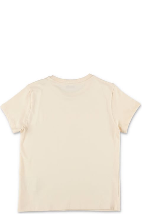T-Shirts & Polo Shirts for Girls Moncler Moncler T-shirt Crema In Jersey Di Cotone Bambina