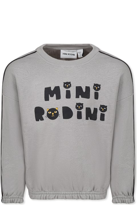 Homeware Mini Rodini Grey Sweathirt For Kids With Cats