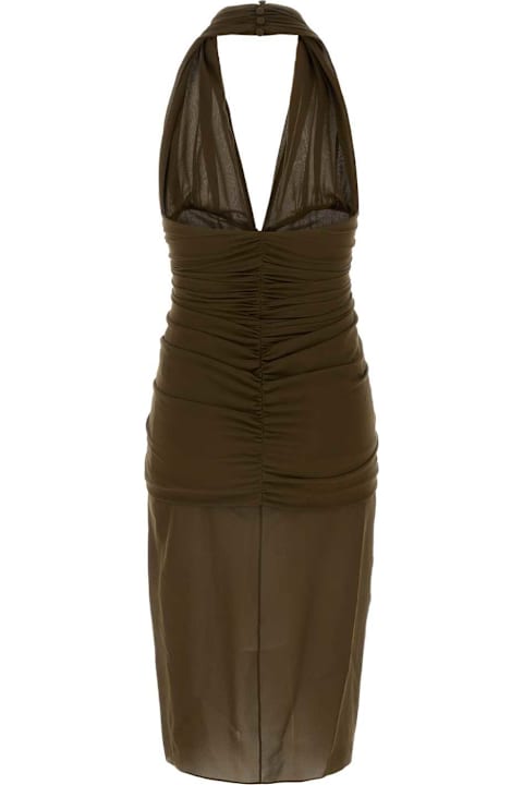 Dresses for Women Saint Laurent Army Green Crepe Dress