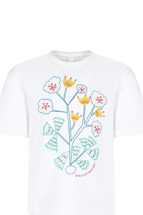 Stella McCartney Kids T-Shirts & Polo Shirts for Girls Stella McCartney Kids Ivory T-shirt For Girl With Flower Print