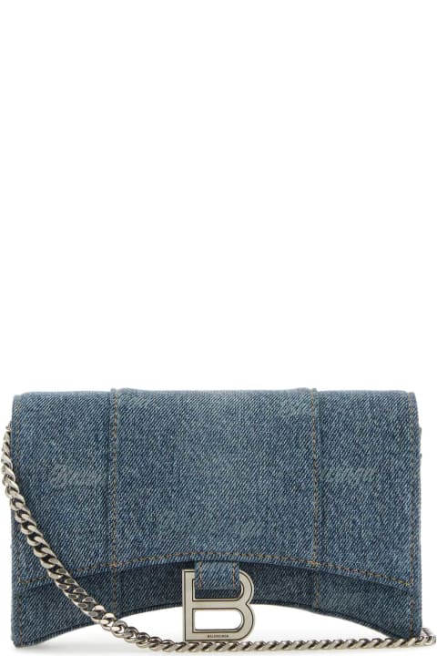 Accessories for Women Balenciaga Embroidered Denim Hourglass Wallet