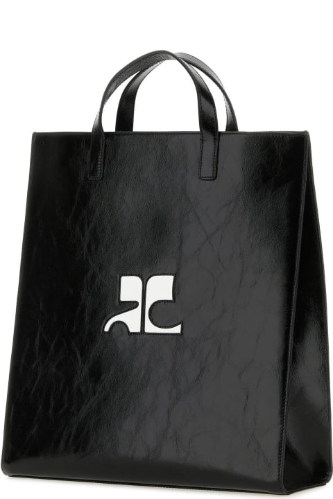 Courrèges Totes for Women Courrèges Black Leather Heritage Shopping Bag