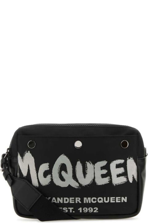 Bags Sale for Men Alexander McQueen Logo Printed Zipped Camera Bag