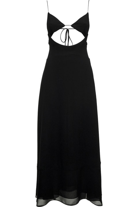 ウィメンズ Saint Laurentのワンピース＆ドレス Saint Laurent Black Viscose Crepe Long Dress With Cut Out Detail