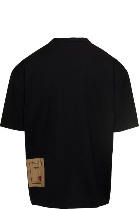 Black Crewneck Printed T-shirt In Cotton Man Ten C