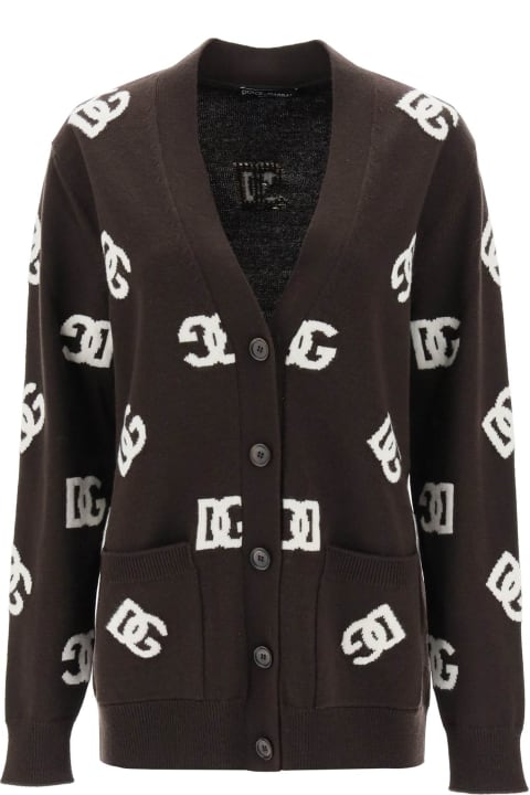 ウィメンズ新着アイテム Dolce & Gabbana Maxi Cardigan With Dg Pattern Inlay