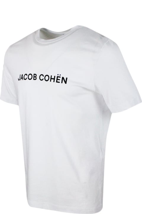 Jacob Cohen Topwear for Men Jacob Cohen Short-sleeved Crew-neck T.shirt In Stretch Cotton Jersey With Logo On The Chest