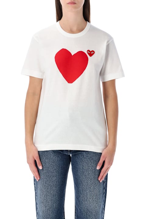 インテリア Comme des Garçons Play Comme Des Garçons Play White Cotton T-shirt With Double Heart