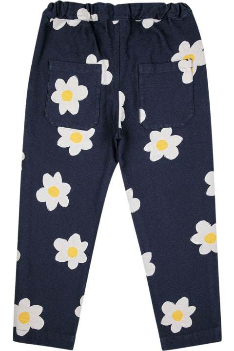 Bobo Choses Kids Bobo Choses Blue Trousers For Girl With Daisies