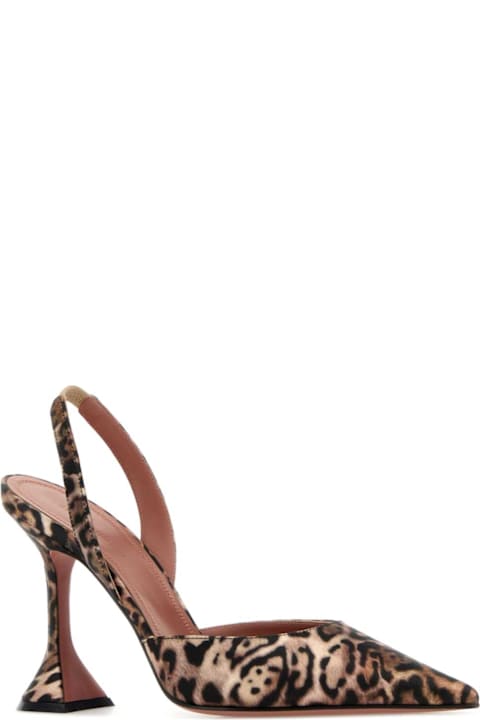 Amina Muaddi Printed Satin Holli Sling Pumps