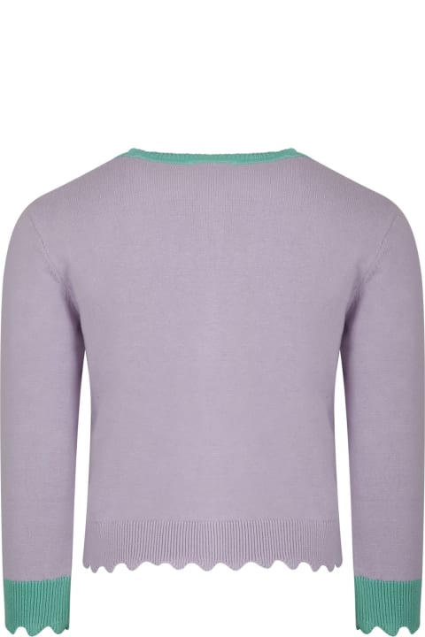 Sweaters & Sweatshirts for Girls Stella McCartney Kids Purple Cardigan For Girl With Shells