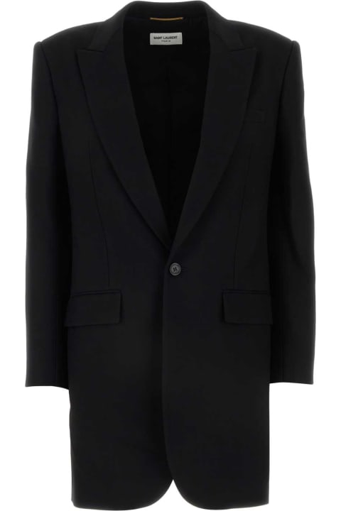 Saint Laurent Coats & Jackets for Women Saint Laurent Black Gabardine Blazer