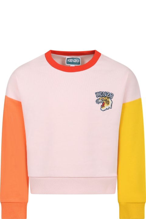 ガールズ ニットウェア＆スウェットシャツ Kenzo Kids Multicolored Sweatshirt For Girl With Iconic Tiger And Logo