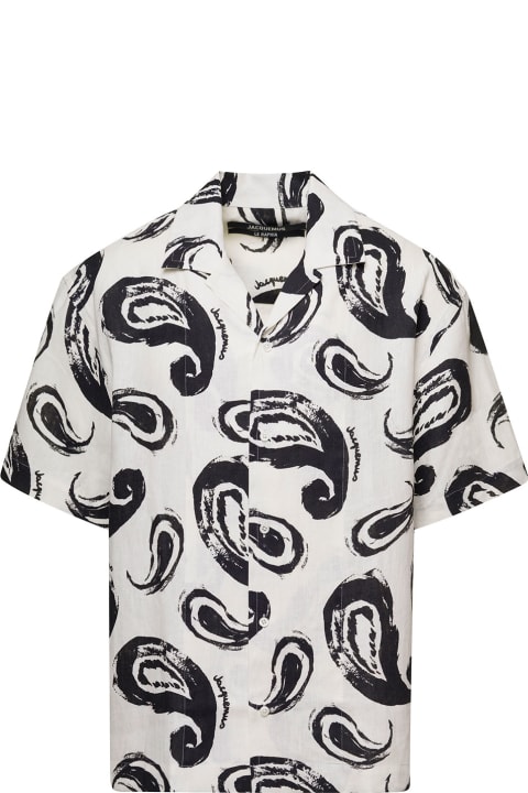 'la Chemise Jean' White Short-sleeves Shirt With Paisley Print In Cotton Man