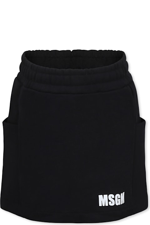 Homeware MSGM Black Skirt For Girl With Logo