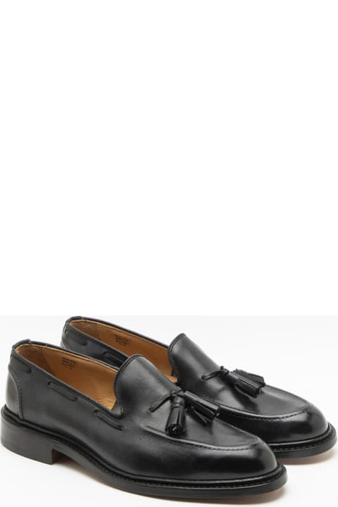 Tricker's Loafers & Boat Shoes for Men Tricker's Elton Black Box Calf Tassels Loafer (leather Sole)