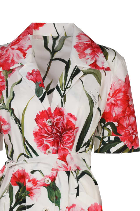 Poplin Shirt Dress With Carnation Print