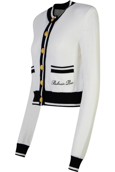 Sweaters for Women Balmain White Cotton Cardigan