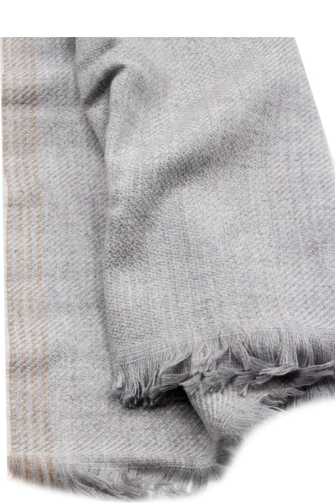 メンズ Brunello Cucinelliのアクセサリー Brunello Cucinelli Lightweight Scarf Made Of Wool And Cashmere With A Light Weave In Diagonaòle And Side Selvedge With Small Fringes At The Bottom