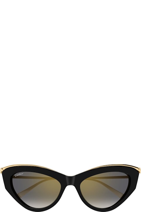 Cartier Eyewear لـ Kids Cartier Eyewear Cartier Ct0596s Panthere De Cartier 001 Black Gold Grey Sunglasses