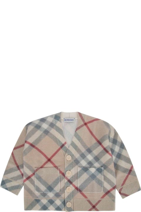 Sale for Baby Boys Burberry Check-pattern V-neck Cardigan