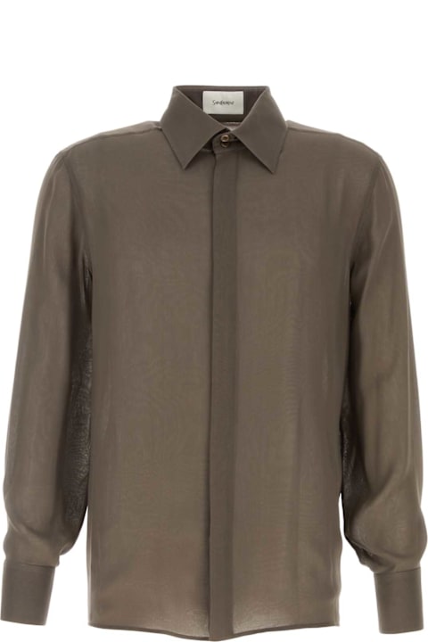 Saint Laurent Clothing for Men Saint Laurent Brown Silk Shirt