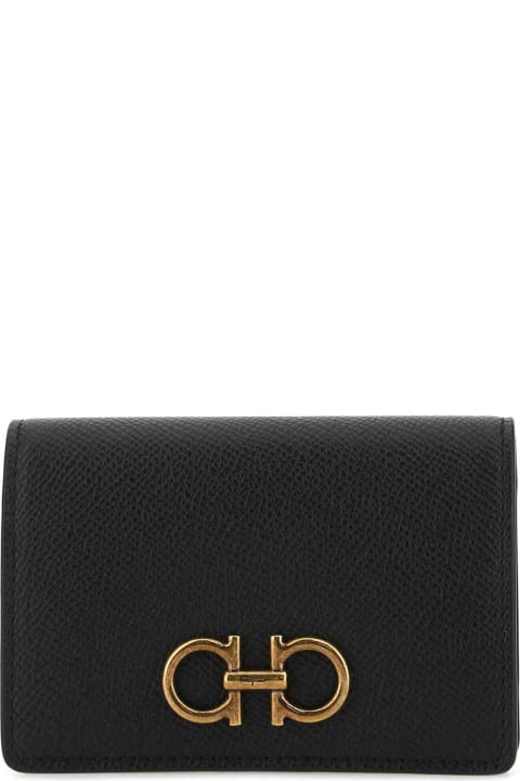 Ferragamo Wallets for Women Ferragamo Black Leather Business Card Holder