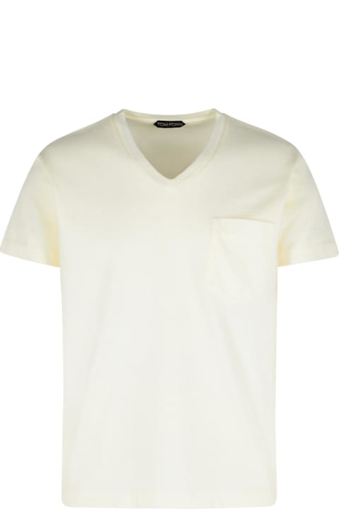 Clothing for Men Tom Ford Cream Cotton T-shirt