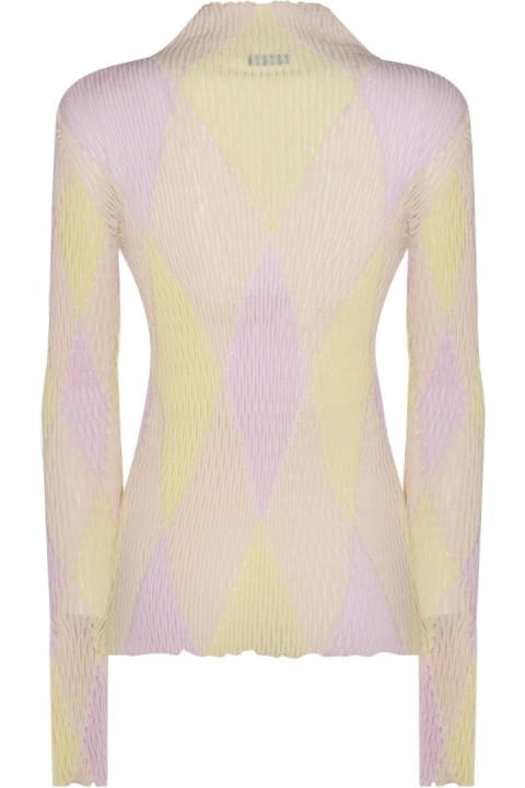 Burberry for Women Burberry High-neck Argyle Intarsia-knit Long Sleeved Jumper
