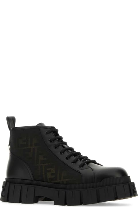 メンズ シューズ Fendi Two-tone Leather And Fabric Fendi Force Ankle Boots