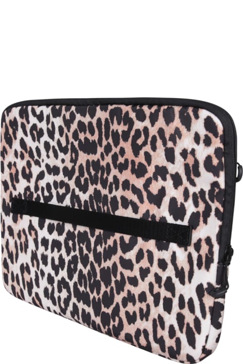 Ganni Bags for Women Ganni Leopard Print Laptop Case