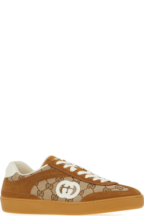 Gucci Shoes for Women Gucci Suede And Gg Fabric Sneakers