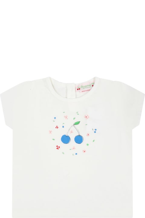 T-Shirts & Polo Shirts for Baby Girls Bonpoint White T-shirt For Baby Girl With Cherries