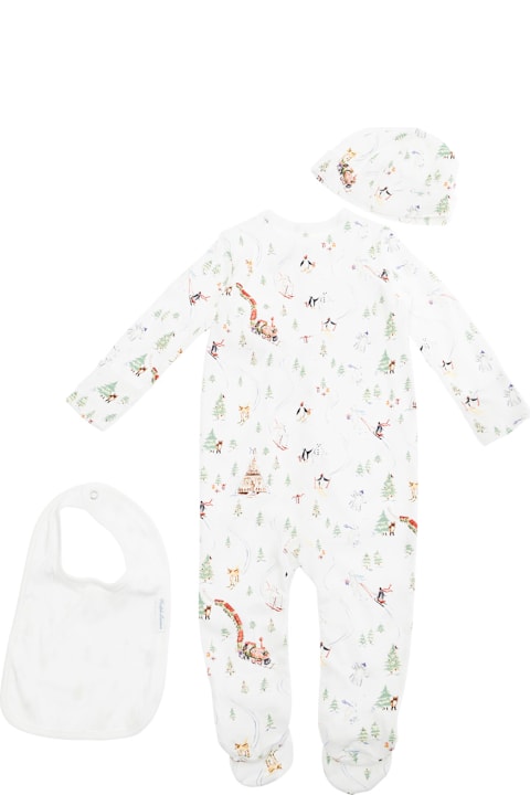Polo Ralph Lauren Bodysuits & Sets for Baby Girls Polo Ralph Lauren Multicolor One-piece With Matching Beanie And Bib With All-over Polo Bear Print In Cotton Baby