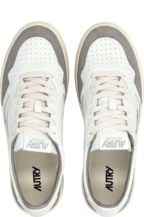Homeware Autry Autry Medalist Low White Leather & Vapor Suede Sneakers
