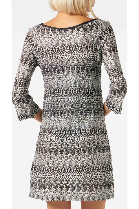 Homeware MC2 Saint Barth Black And White Knitted Chevron Mini Dress