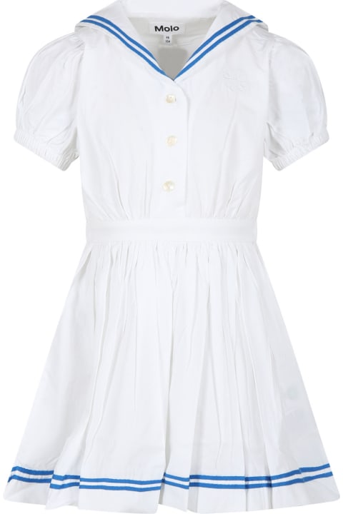 Dresses for Girls Molo White Dress For Girl With Embroidery