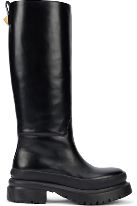 Homeware Valentino Garavani Elegant Black Leather High Boots