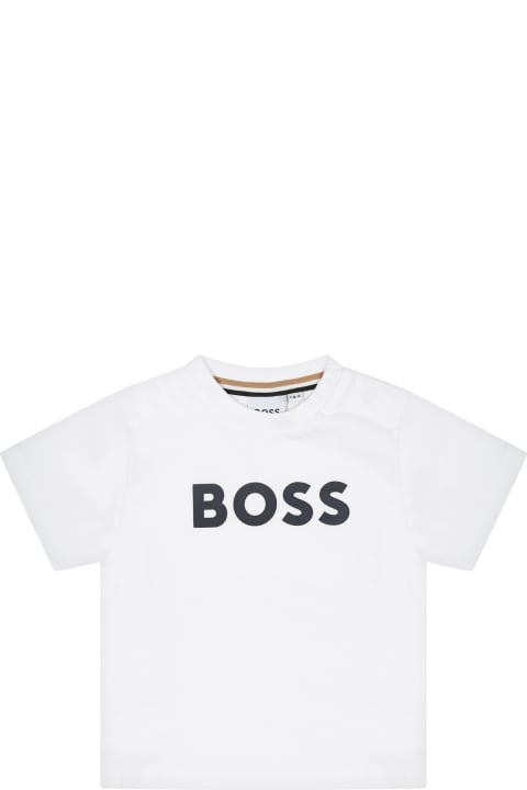 أدوات منزلية Hugo Boss White T-shirt For Baby Boy With Logo