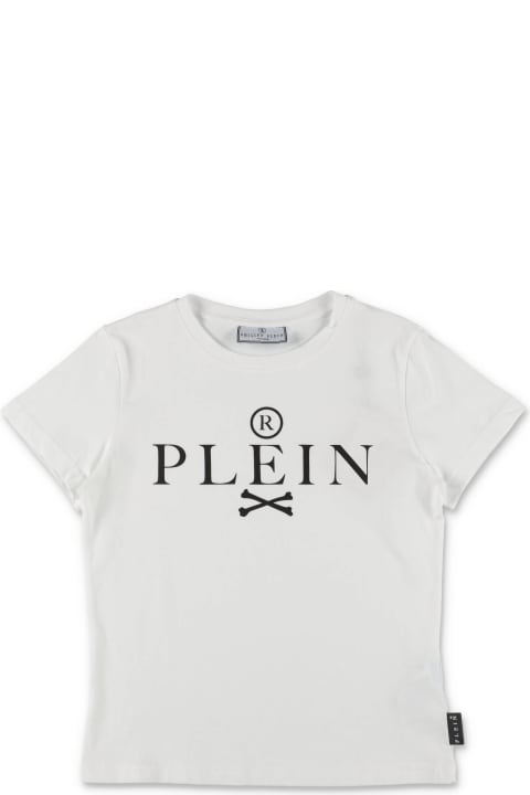 Philipp Plein T-shirt Bianca In Jersey Di Cotone Bambino
