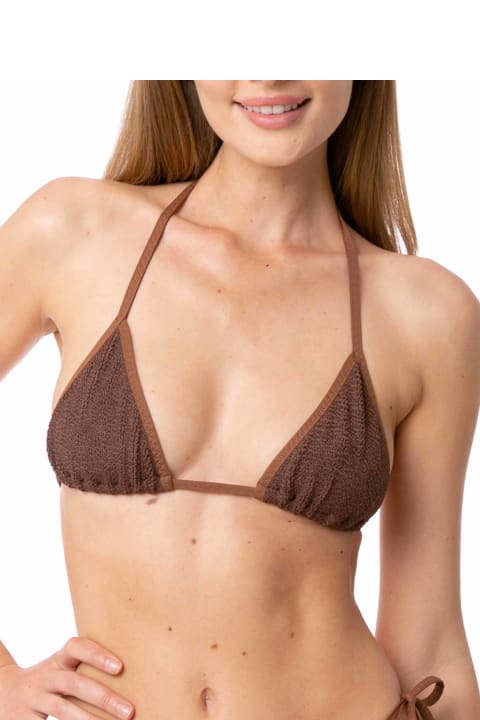 Homeware MC2 Saint Barth Woman Brown Crinkle Triangle Top Swimsuit