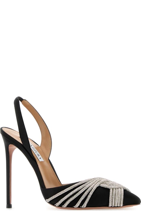 Aquazzura Shoes for Women Aquazzura Black Satin Gatsby Sling 105 Pumps