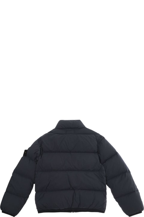 Homeware Stone Island Junior Blue Down Jacket With Logo Patch In Polyamide Boy