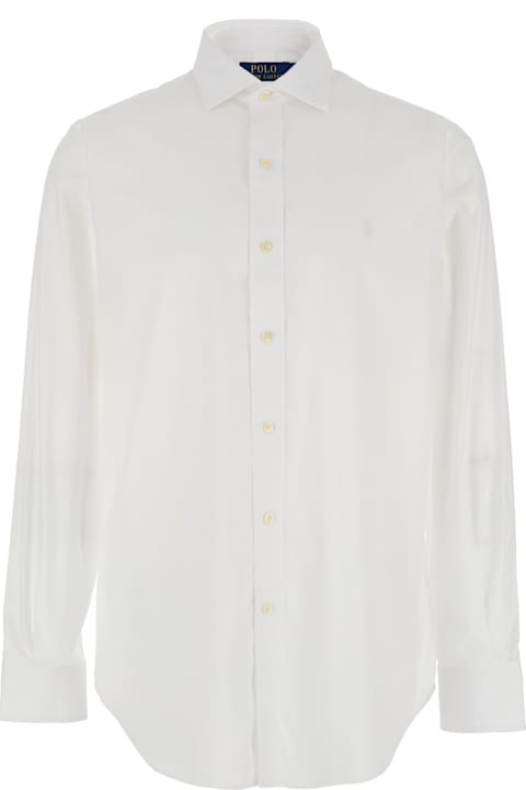 Fashion for Men Polo Ralph Lauren White Shirt With Pointed Collar And Embroidery On The Front In Cotton Man