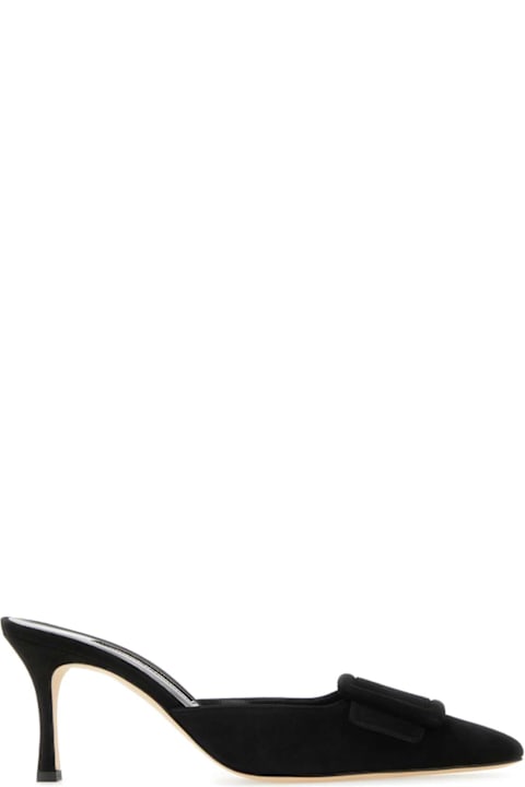 Manolo Blahnik Shoes for Women Manolo Blahnik Black Suede Maysale Mules