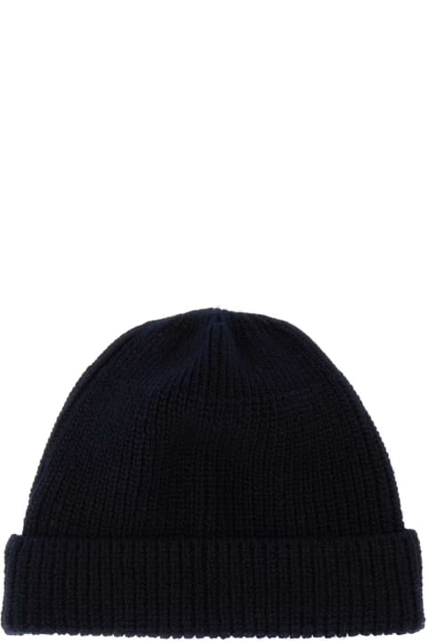 Prada Hi-Tech Accessories for Women Prada Midnight Blue Wool Blend Beanie Hat