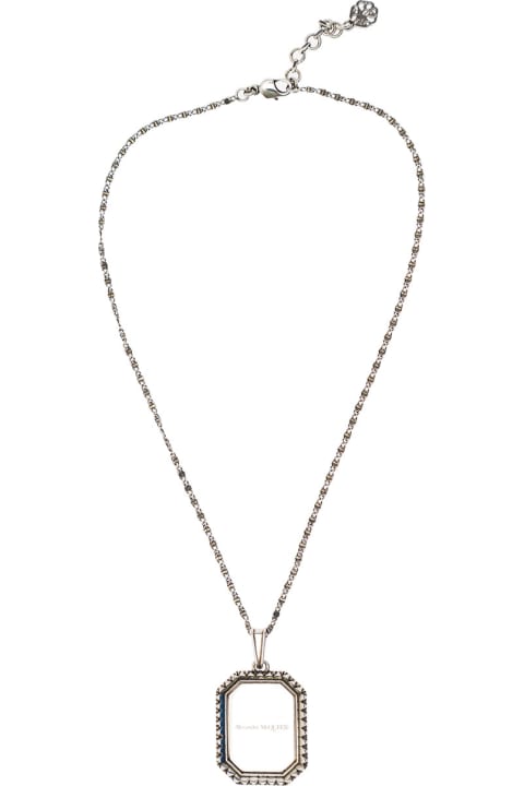 Alexander Mcqueen Woman's Brass Chain Necklace With Logo Pendant Detail