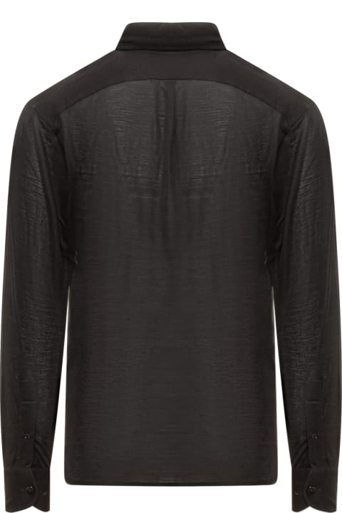 メンズ Tom Fordのウェア Tom Ford Black Satin Shirt In Silk Man