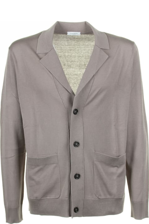 Paolo Pecora Sweaters for Men Paolo Pecora Dove Gray Cardigan With Pockets And Buttons